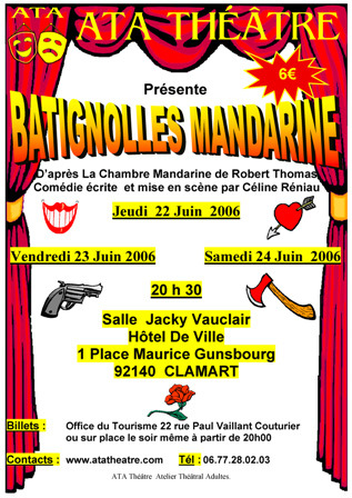 Affiche theatre Batignolles mandarine spectacle céline réniau
